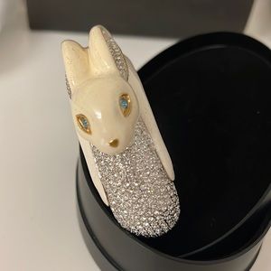 Disaya Rabbit Bunny Cream Ceramic Bracelet with Rhinestone Detail